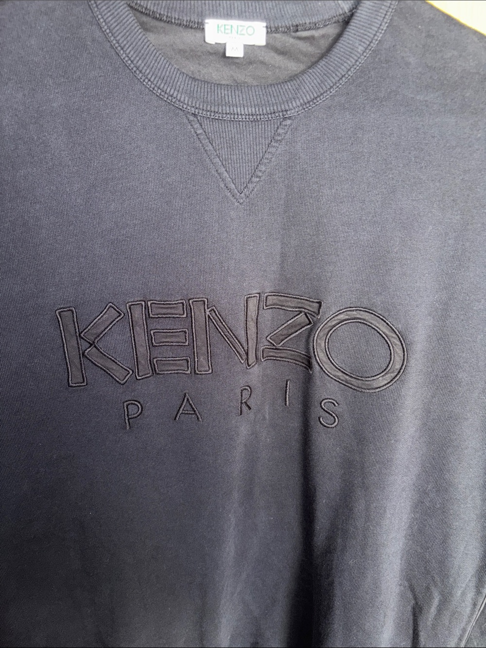 KENZO Black Crewneck Sweatshirt with Tonal Embroidered Logo